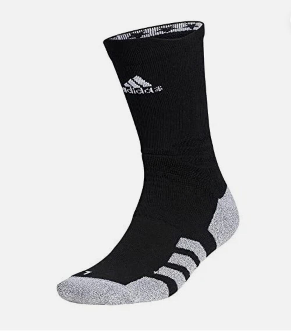 ADIDAS 5-Star Team Crew Socks Mens 9.5-12 Large White Black Cushioned Practice